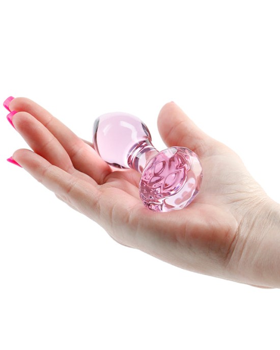 Crystal Gem - Pink 9cm Glass Butt Plug