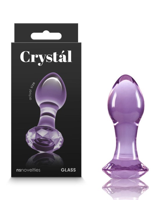 Crystal Gem - Purple 9cm Glass Butt Plug