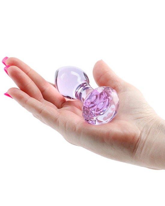 Crystal Gem - Purple 9cm Glass Butt Plug