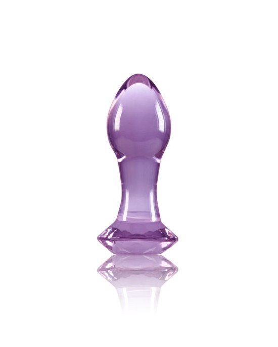 Crystal Gem - Purple 9cm Glass Butt Plug