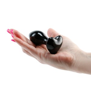 Crystal Heart - Black 9cm Glass Butt Plug