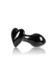 Crystal Heart - Black 9cm Glass Butt Plug