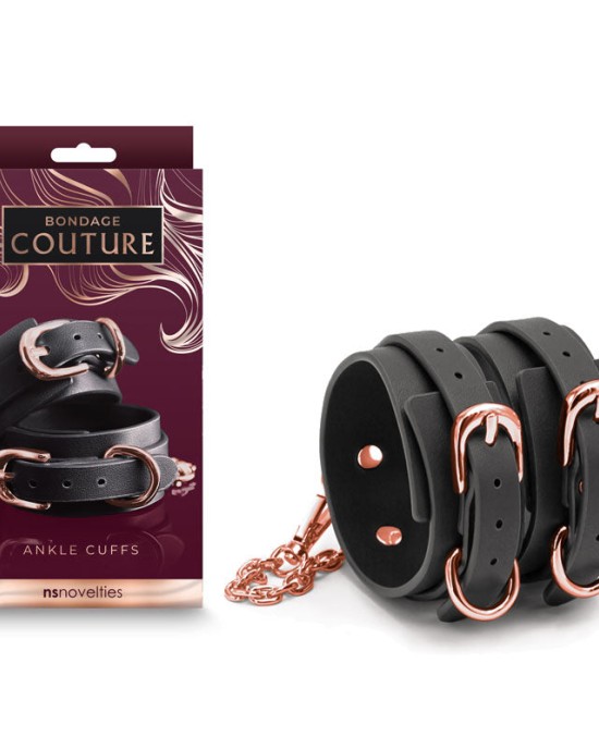 Bondage Couture Ankle Cuffs - Black