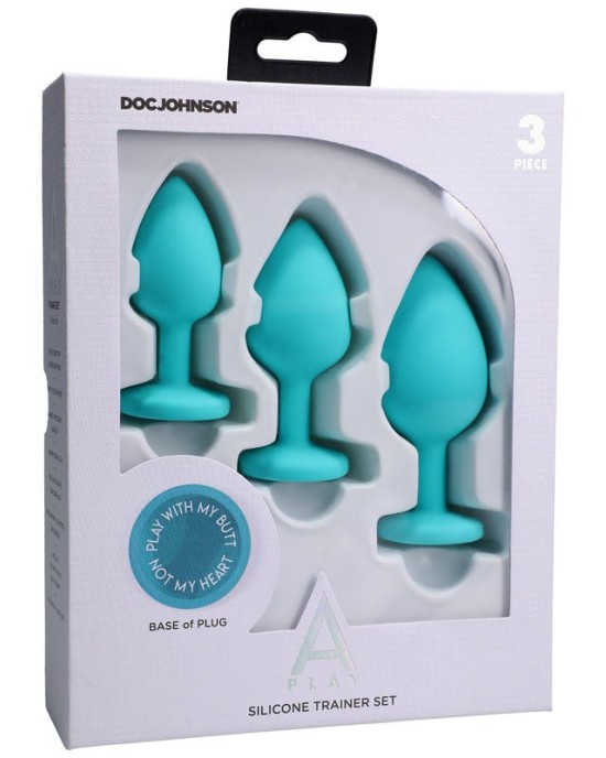 A-Play - Silicone Trainer Teal Butt Plug Set - Set of 3 Sizes