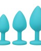 A-Play - Silicone Trainer Teal Butt Plug Set - Set of 3 Sizes