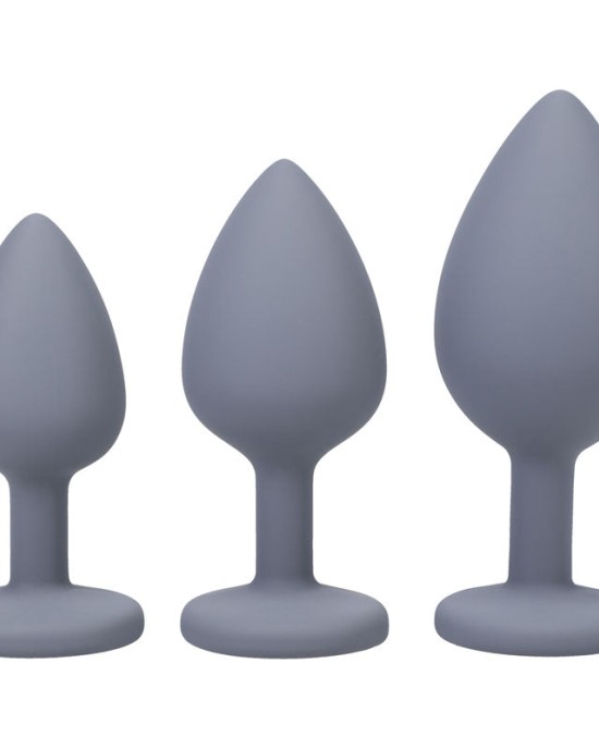 A-Play - Silicone Trainer Grey Butt Plug Set - Set of 3 Sizes