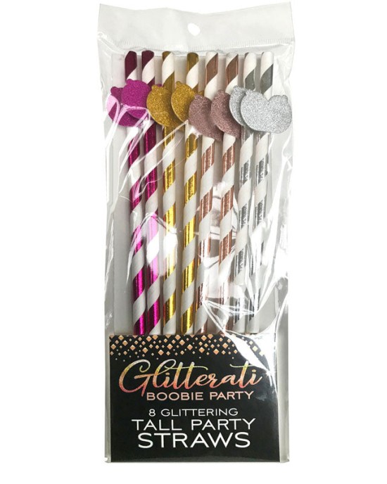 Glitterati - Boobie Tall Party Straws - 8 Pack