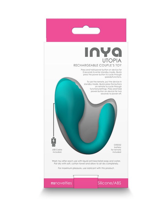 INYA Utopia - Teal - Couples Dual Stimulator with Remote