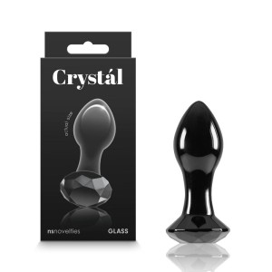 Crystal Gem - Black 9cm Glass Butt Plug