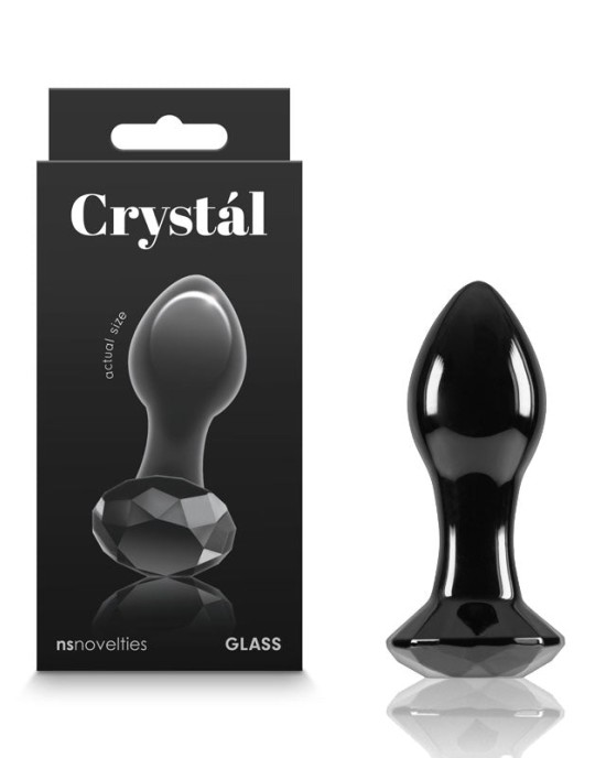 Crystal Gem - Black 9cm Glass Butt Plug