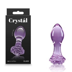 Crystal Rose - Purple 9cm Glass Butt Plug