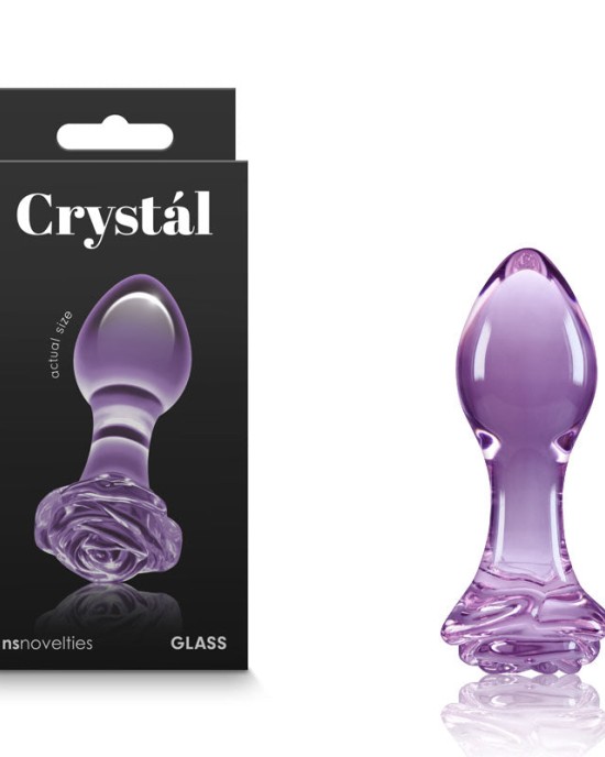 Crystal Rose - Purple 9cm Glass Butt Plug