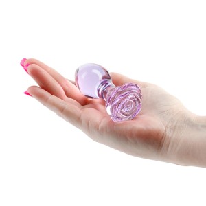 Crystal Rose - Purple 9cm Glass Butt Plug