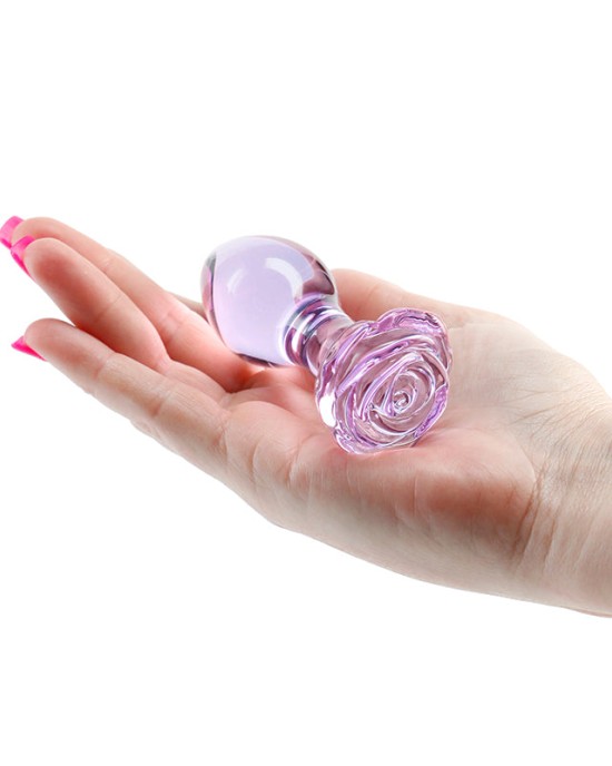 Crystal Rose - Purple 9cm Glass Butt Plug