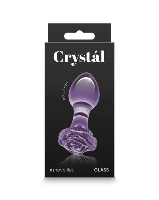 Crystal Rose - Purple 9cm Glass Butt Plug