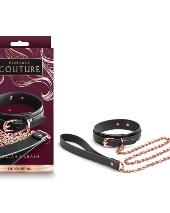 Bondage Couture Collar & Leash - Black