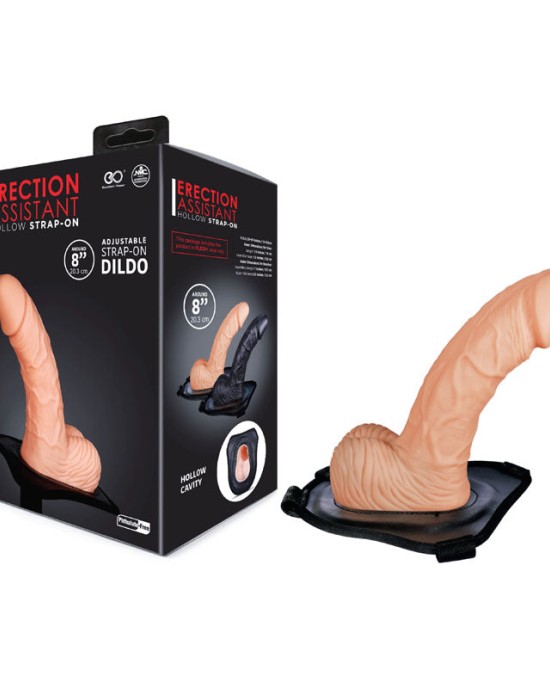 Erection Assistant Hollow 8 Inch Strap-On - Flesh