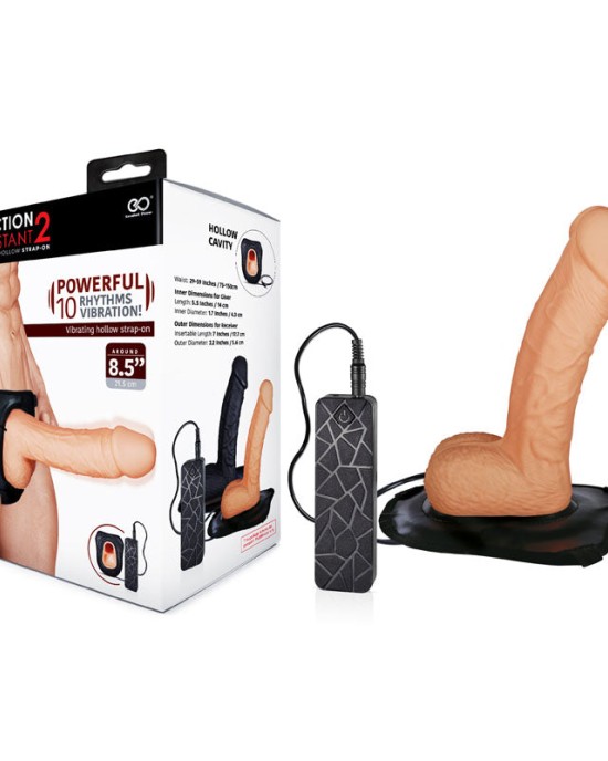 Erection Assistant 2 Vibrating 21.5cm Hollow Strap-On - Flesh