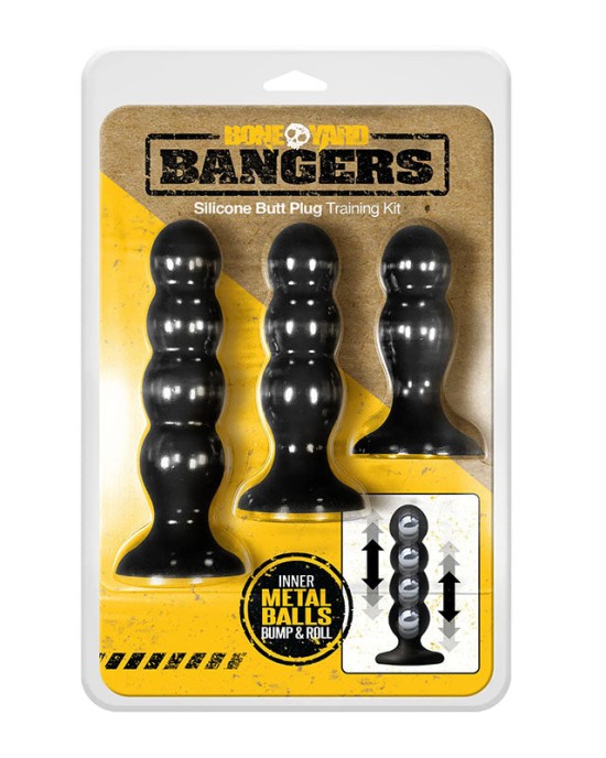 Boneyard Bangers - Black Silicone Butt Plug Training Kit