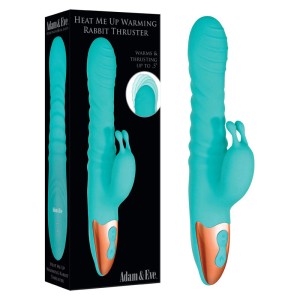 Adam & Eve Heat Me Up Warming Rabbit Thruster Vibrator - Teal