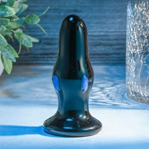 Adam & Eve Rear Rocker - Black Glass 9.8cm Vibrating Butt Plug