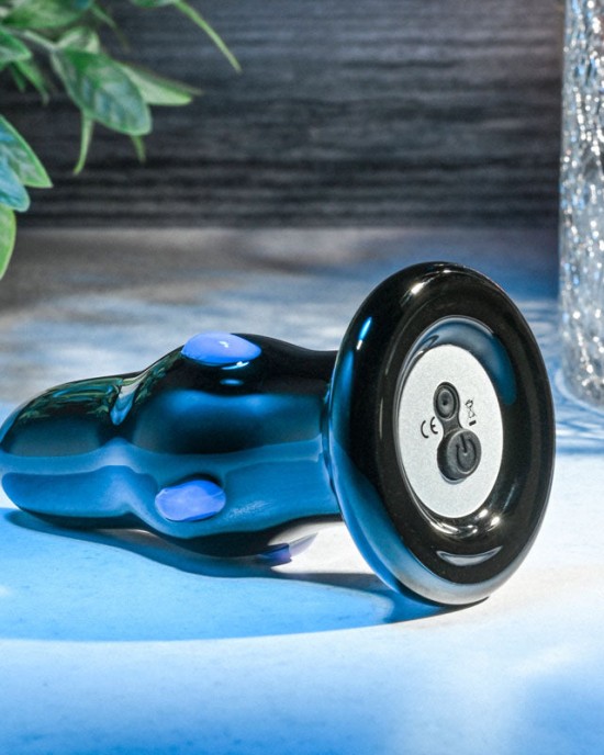 Adam & Eve Rear Rocker - Black Glass 9.8cm Vibrating Butt Plug