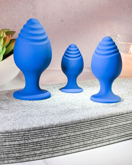 Evolved Get Your Groove On - Blue Butt Plugs - Set of 3 Sizes