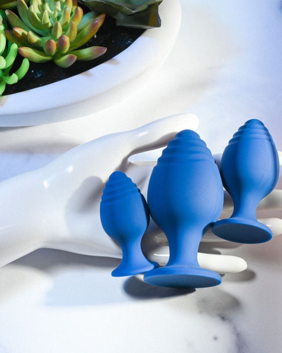 Evolved Get Your Groove On - Blue Butt Plugs - Set of 3 Sizes