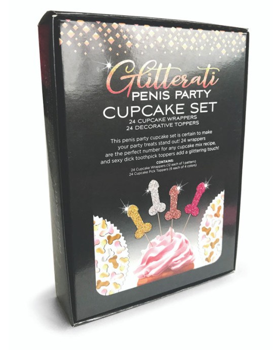 Glitterati - Penis Party Cupcake Set - 24 Pack