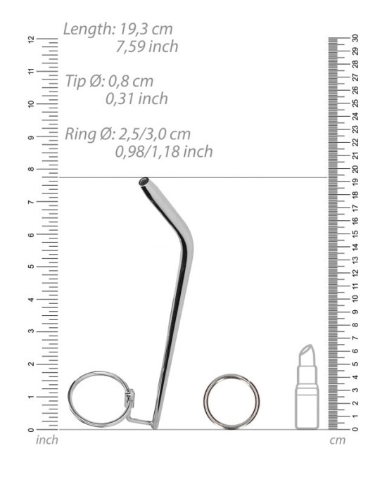 OUCH! Urethral Sounding - Metal 19.7cm Dilator Stick with Ring