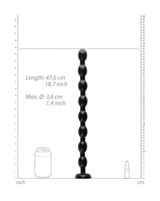 Ouch! Ass Snake Beaded 19 Inch Black Dildo