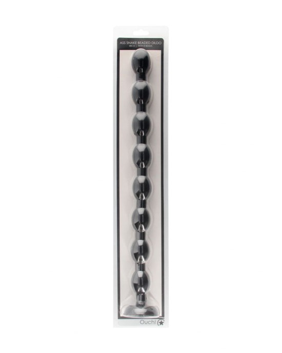 Ouch! Ass Snake Beaded 19 Inch Black Dildo