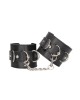 OUCH! Black & White Bonded Leather Hand or Ankle Cuffs - Black