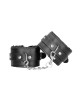 OUCH! Black & White Plush Bonded Leather Hand Cuffs - Black