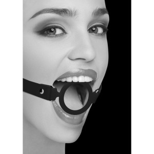 OUCH! Black & White Silicone Ring Gag - Black