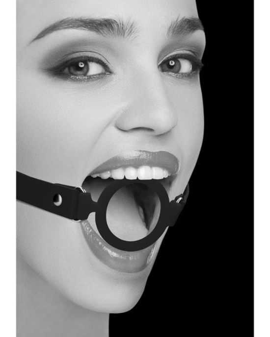 OUCH! Black & White Silicone Ring Gag - Black