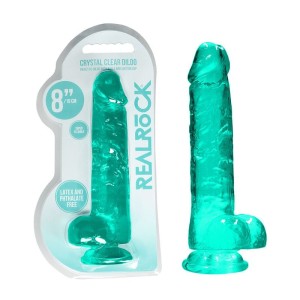 RealRock 8 Inch Realistic Dildo With Balls - Turquoise