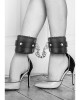 OUCH! Black & White Plush Bonded Leather Ankle Cuffs