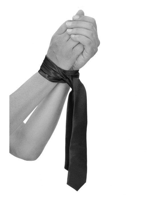 OUCH! Black & White Satin Bondage Tie