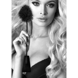 OUCH! Black & White Crop with Feather Tickler - Black