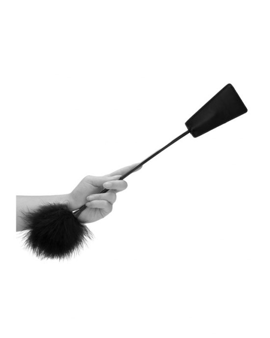 OUCH! Black & White Crop with Feather Tickler - Black