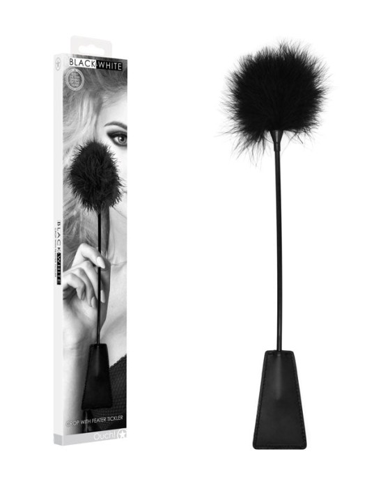 OUCH! Black & White Crop with Feather Tickler - Black