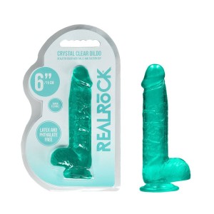 RealRock 6 Inch Realistic Dildo with Balls - Turquoise