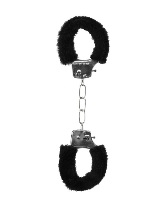 OUCH! Black & White Beginner's Furry Hand Cuffs - Black