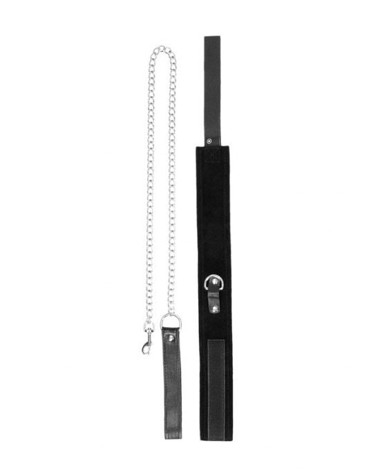 OUCH! Black & White Velcro Collar with Leash and Hand Cuffs - Black