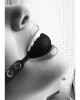 OUCH! Black & White Ball Gag with Adjustable Bonded Leather Straps - Black