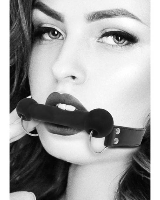 OUCH! Black & White Silicone Bit Gag with Adjustable Straps - Black