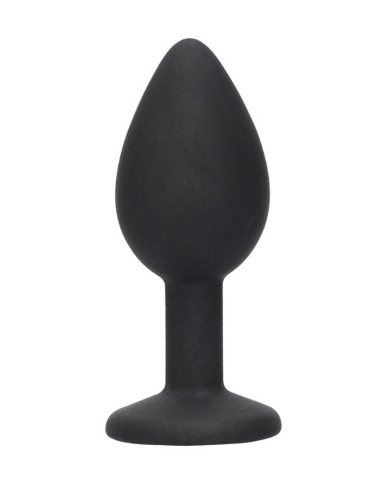 OUCH! Black & White 7.3cm Butt Plug with Removable Jewel - Black