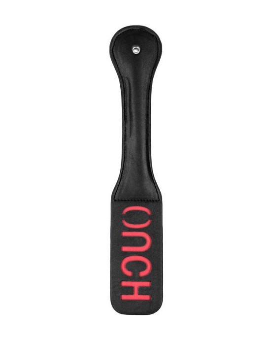 OUCH! Black & White Bonded Leather Paddle ''Ouch'' - Black