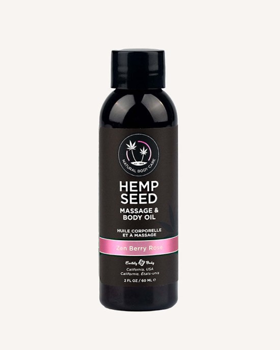 Hemp Seed Massage & Body Oil - Zen Berry Rose Scented - 59ml